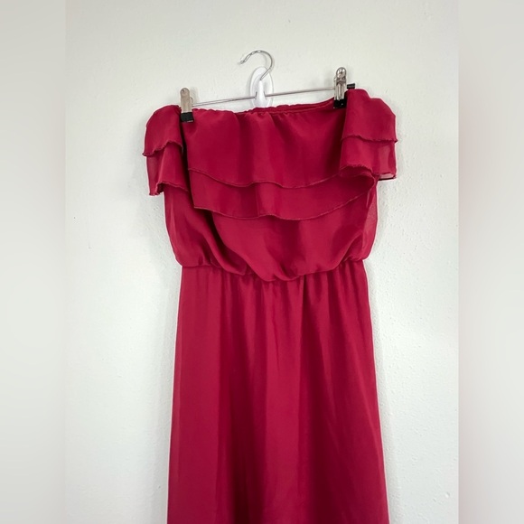 Pompous Girly Women’s Burgundy Off-Shoulder High-Low Dress Size Small 29”-48” - Picture 4 of 10